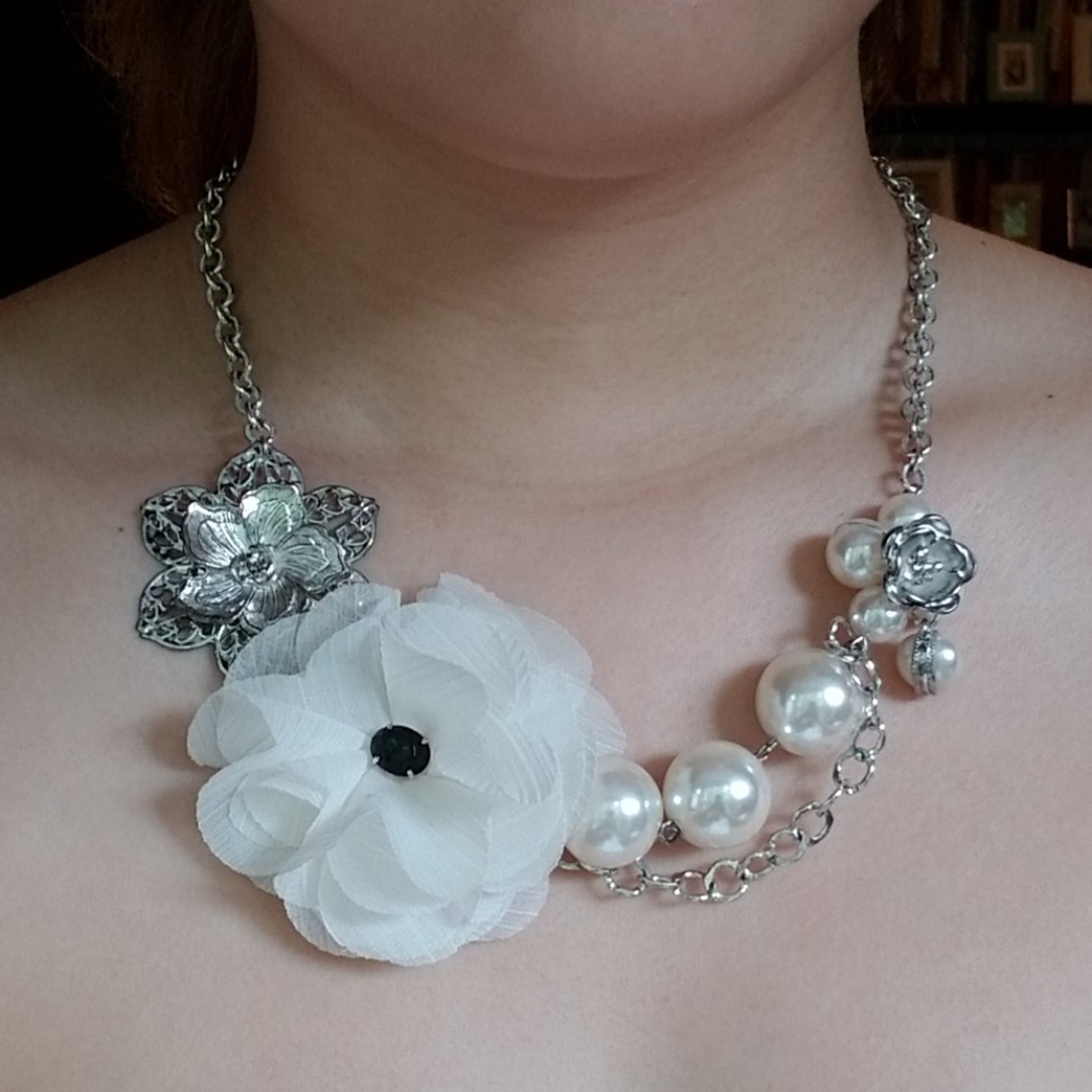 Floral Pearl Statement Necklace